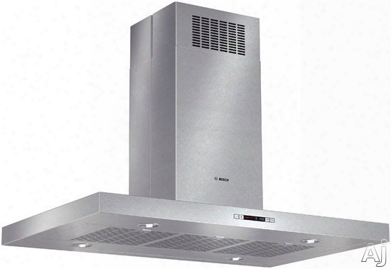 Bosch 800 Series Hib82651uc 42 Inch Island Chimney Range Hood With 600 Cfm Internal Blower, 4-speed Touch Controls, Heat Sensor, Built-in Timer, Stainless Steel Filters And Non-duct Option