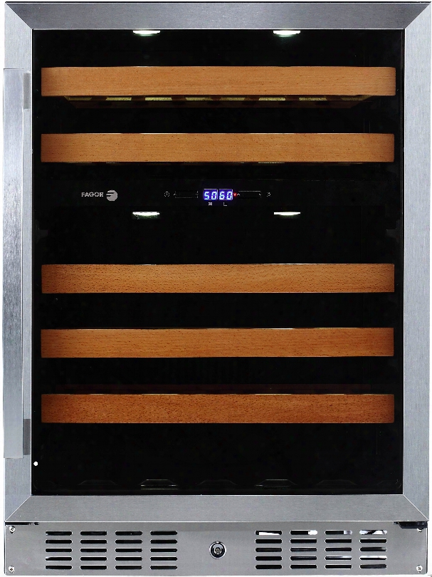 Fagor Wc46dz 24 Inch Undercounter Dual-zone Wine Cooler With 46-bottle Capacity, 5 Solid Beechwood Glide Out Shelves, Adjustable Legs, Reversible Glass Door, Touch Controls, Sabbath Mode, Anti-odor Filter And Ada Compliant