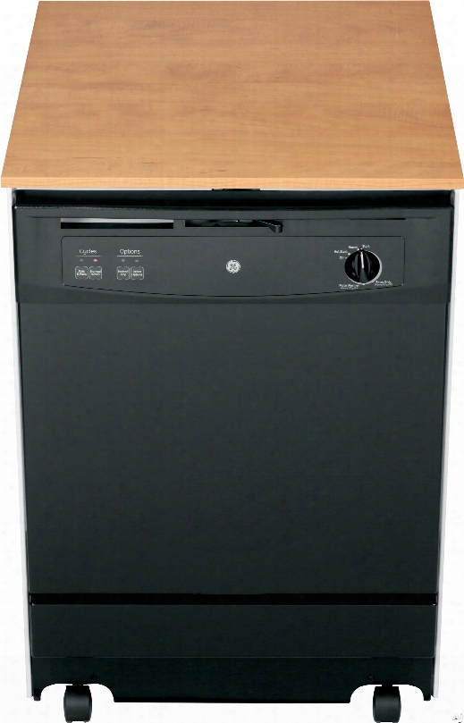 Ge Gsc3500dbb Full Console Portable Dishwasher With Piranha␞ Hard Food Disposer, Pots And Pans Cycle, Extra Fine Filter, 12-placce Settings, 5 Wash Cycles, 5-level Wash System, Woodgrain Laminate Top And 64 Dba Silence Rating: Black