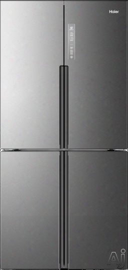 Haier Hrq16n3bgs 33 Inch 4-door Counter Depth French Door Refrigerator With Quick Cool, Quick Chill, Hcs Filter, Led Lighting, Touch Temperature Controls, Energy Star, Sabbath Mode, 16.4 Cu. Ft. Capacity And Freestanding