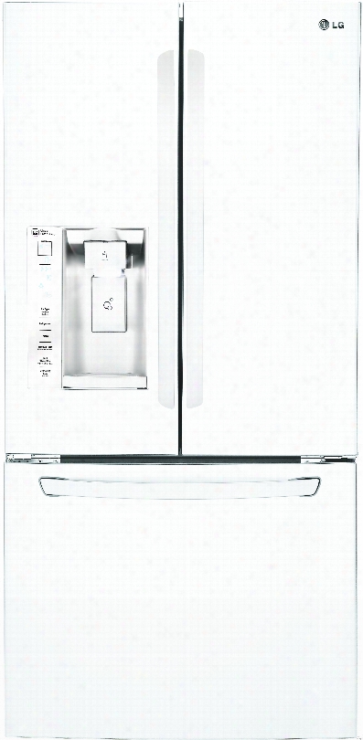 Lg Lfxs24623w 33 Inch French Door Refrigerator With Slim Spaceplus Ice Creator, Spillprotector␞ Glass Shelving, Glide N' Serve␞, Linear Compressor, Fresh Air Filter, Humidity-controlled Crispers, Energy Star, 24.2 Cu. Ft. Capacity And F