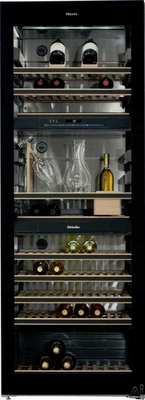 Miele Kwt6832sgs 28 Inch Tri-zone Wine Storage With 178-bottle Capacity, 13 Beachwood Racks, Dynacool Humidity Control, Sommelierset, Decanting Shelf, Airclean Filter And Flexiframe With Noteboard