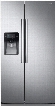 Samsung RS25J500D 36 Inch Side-by-Side Refrigerator with Filtered Ice and Water Dispenser, Power Cool/Power Freeze, Adjustable Spill Proof Shelves, 2 Humidity Controlled Drawers, Gallon Door Bins, LED Display, 25 cu. ft. Capacity and ENERGY STAR