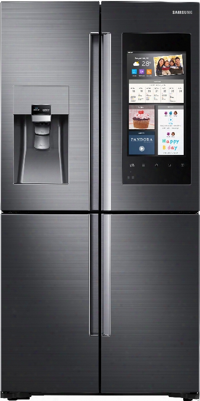 Sasmung Rf22m9581s 36 Inch Counter Depth 4-door French Door Refrigerator With Family Hub␞, Built-in Cameras, Flexzone␞, Filtered Ice And Water Dispenser, Tempered Spill-proof Shelves, Wine Rack, Gallon Door Storage, Energy Star And 22 Cu. 