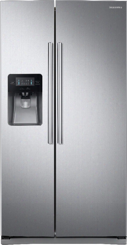 Samsung Rs25j500d 36 Inch Side-by-side Reffrigerator With Filtered Ice And Water Dispenser, Power Cool/power Freeze, Adjustable Spill Proof Shelves, 2 Humidity Controlled Drawers, Gallon Door Bins, Led Display, 25 Cu. Ft. Capacity And Energy Star