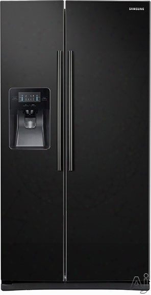 Samsung Rs255j500dbc 36 Inch Side-by-side Refrigerator With Filteere Dice And Water Dispenser, Power Cool/power Freeze, Adjustable Spill Proof Shelves, 2 Humidity Controlled Drawers, Gallon Door Bins, Led Display, 25 Cu. Ft. Capacity And Energy Star: Black