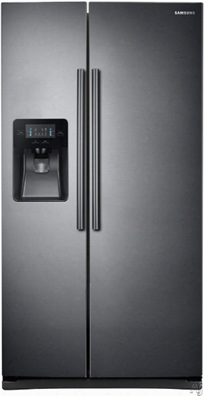 Samsung Rs25j500dsg 36 Inch Side-by-side Refrigerator With Filtered Ice And Water Dispenser, Power  Cool/power Freeze, Adjustable Spill Proof Shelves, 2 Humidity Controlled Drawers, Gallon Door Bins, Led Display, 25 Cu. Ft. Capacity And Energy Star: Black 