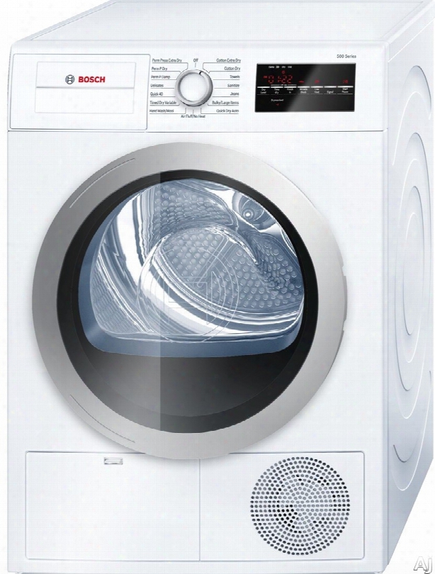 Bosch 500 Series Wtg86401uc 24 Inch Ventless Electric Dryer With Double Lint Filter, Quick Dry, Antivibration Design, Condensation Drying, Moisture Sensors, 15 Total Cycles, Sanitary Cycle, Ada Compliant, Energy Star And 4.0 Cu. Ft. Capacity