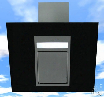 Futur Ofuturo Wl36blkdiam 36 Inch Wall Mount Range Hood With 940 Cfm Internal Blower, 4 Speed Electronic Controls, Perimeter Suction Filter System And Black Tempered Glass Body