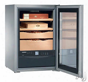 Liebherr Xs2000 17 Inch Compact Ciga Rhumidor With 2 Spanish Cedar Wood Shelves, 2 Presentation Boxes, Digital Temperature Display, Led Lighting, Activated Charcoal Filter And Water Reservoir