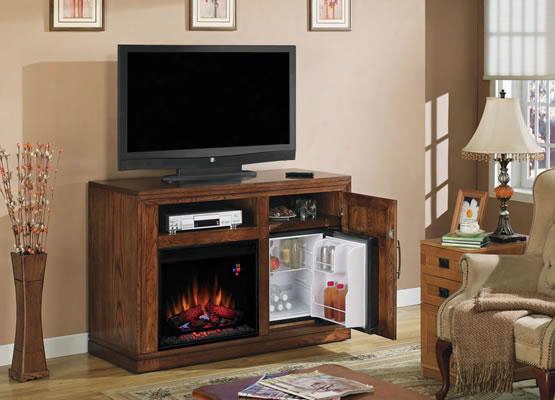 23tf2587-o114 Partytime Triple Function Media Cabinet With Mini-fridge Media Console And Electric Fireplace In