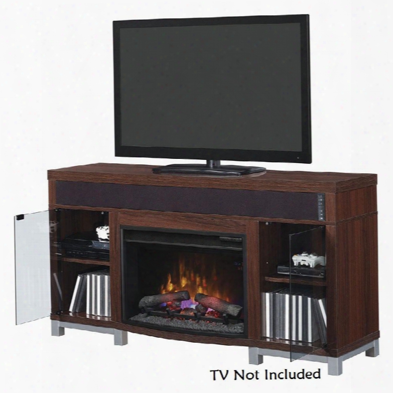 25mms9783-pc04 Roxbury 59.5" Media Mantel Electric Fireplace With Adjustable Wood Shelves Integrated Wire Managgement And Multi-function Controller In High