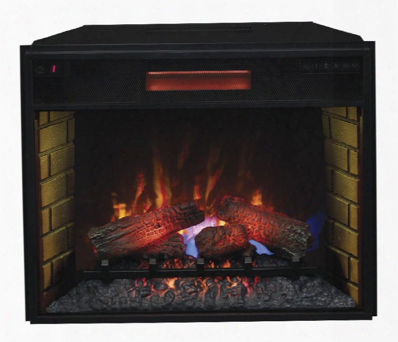 28ii300gra 28" Infrared Spectrafire Plus Electric Fireplace Insert With Safer Plug Fire Prevention Tech Nology Brick-look Detail Interior And Remote Control In