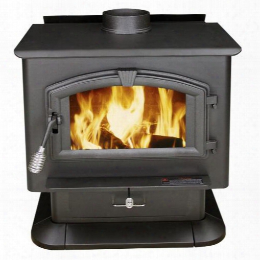 3000 21" Log Length Firebrick Lined Extra Larrge Wood Burning Stove With Large Viewing Window And Air Wash Glass In Black