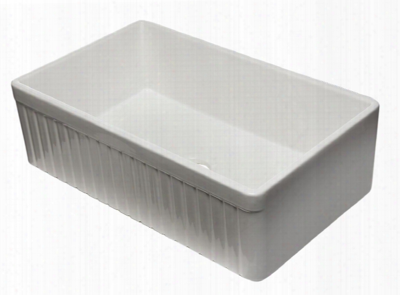 Ab532-w 33" Single Bowl Farm Sink With Fireclay And A Fluted Front Apron Design In