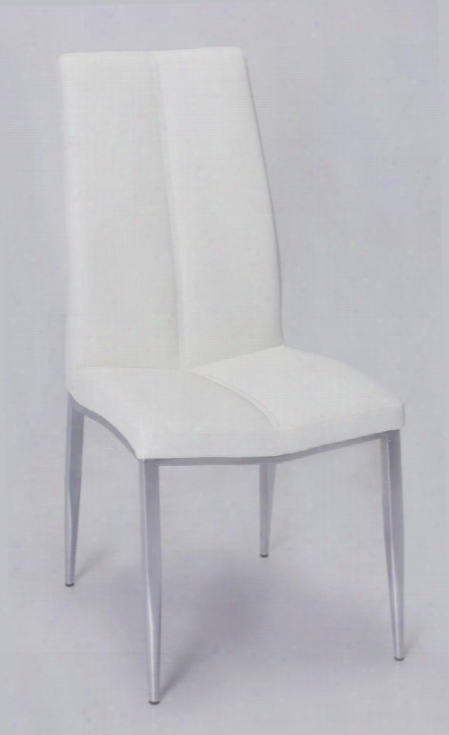 Abigail Collection Abigail-sc-wht 37" Side Chair With Pu Upholstery Chrome Legs And Fire Retardant Foam In