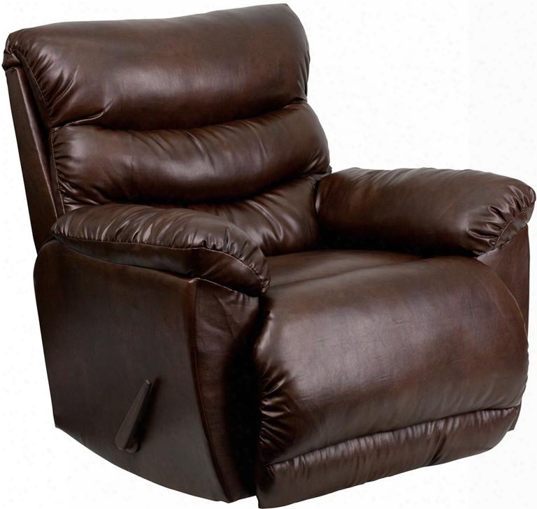 Am90305121gg 41" Contemporary Rocker Recliner With Plush Upholstered Arms Dacron Wrapped 1.8 Resiliency Foam Ca117 Fire Retardant Foam Brown Leathersoft