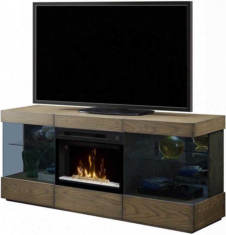 Axel Collection Gds25gd-1583rs 71" Contemporary Media Console Complete With Pf2325hg 25" Glass Ember Bed Firebox Multi-function Remote Heat Boost In A Raked