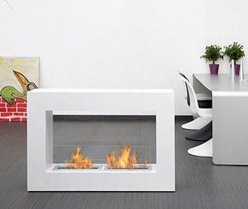Bb-qlw Qube Large Freestanding Bio Ethnaol Fireplace With 2 Adjustable Burners 19106 Btu Heat Capacity 4 Casters 2 Heat Resistant Glasses Extinguish Tool