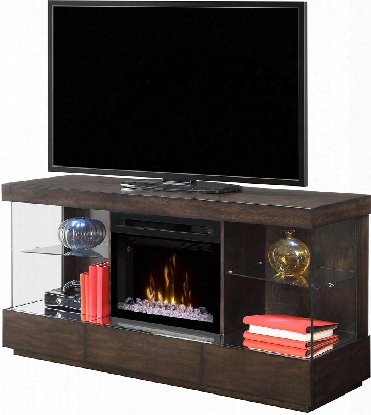 Camilla Collection Gds25gd-1591mk 72" Modern Media Console Complete With A Pf2325hg 25" Glass Ember Bed Firebox Multi-function Remote Glass Shelves In Mink