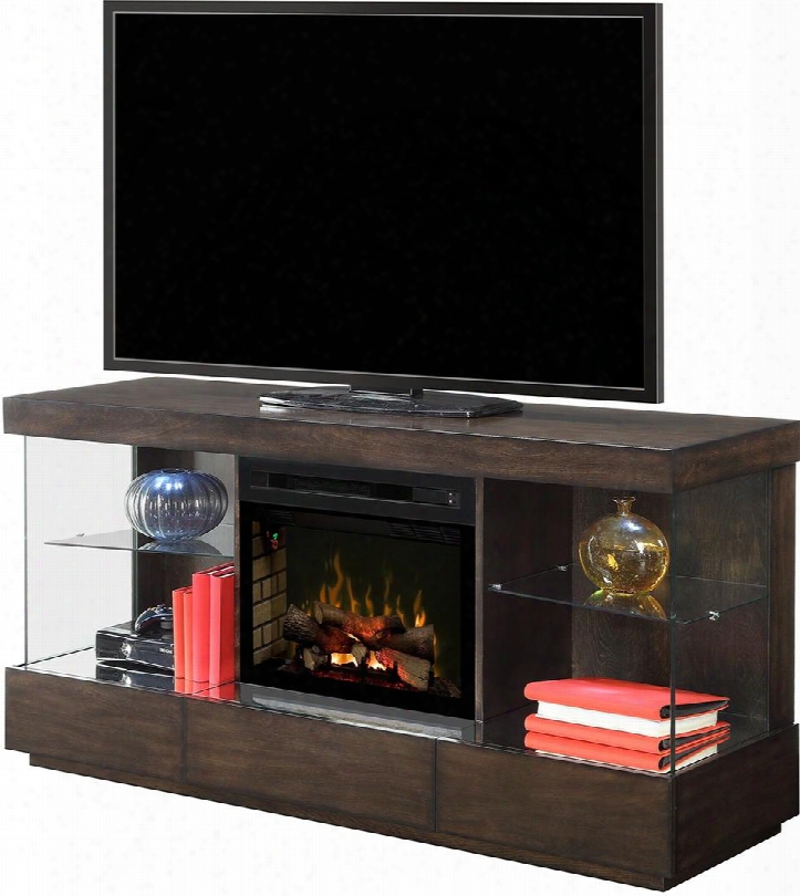 Camilla Collection G Ds25ld-1591mk 72" Modern Media Console Complete With Pf2325hl 25" Firebox With Logs Multi-function Remote Glass Shelves In Mink