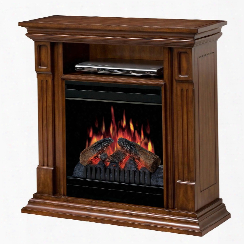 Deerhurst Collection Dfp20-1268bw 37" Fireplace Media Console With Realistic Log Flame Technology Optional Heat Emission Cool Glass Front And Remote Control