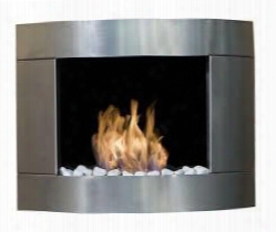 Diamond Ii Collection Bb-d2ig Wall Mounted Ethanol Fireplace With Safety Glass And Marble Stones In Stainless