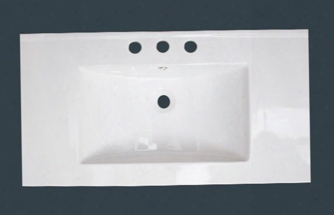 Drake Img-193 36" Ceramic Vanity Top Withintegral Bowl Kiln Dried Ceramic Construction Non Porous Surface Double Fired And Glazed 8" Faucet Holes In