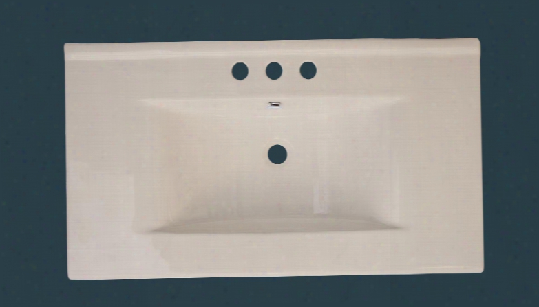 Drake Img-195 36" Ceramic Vanity Top With Integral Bowl Kiln Dried Ceramic Construction Non Porous Surface Double Fired And Glazed 8" Faucet Holes In