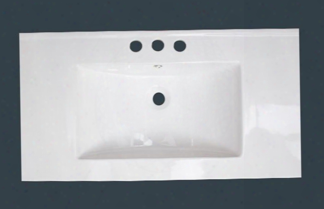 Drake Img-419 36" Ceramic Vanity Top With Integral Bowl Kiln Dried Ceramic Construction Non Porous Surface Double Fired And Glazed 4" Faucet Holes In