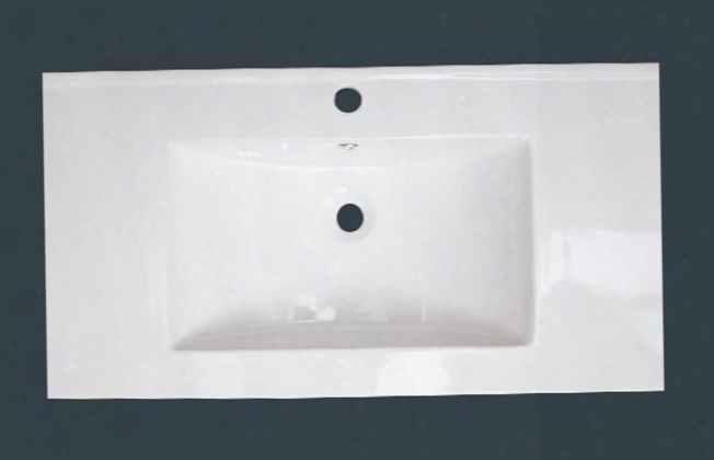 Drake Img-77 36" Ceramic Vanity Top With Integral Bowl Kiln Dried Ceramic Construction Non Porous Surface Double Fired And Glazed Single Faucet Hovel In