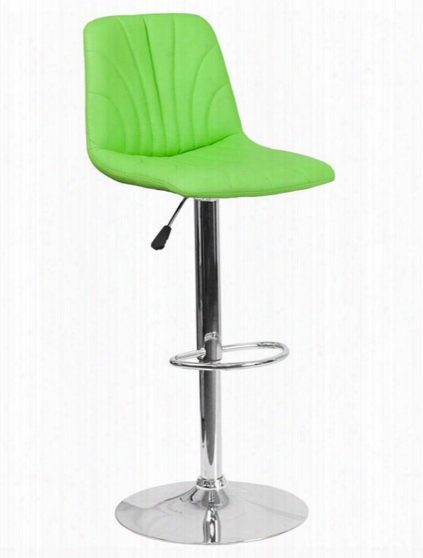 Ds-8220-gn-gg 37"-46" Bar Stool With Adjustable Height Vinyl Upholstery Ca117 Fire Retardant Foam And Chrome Base In