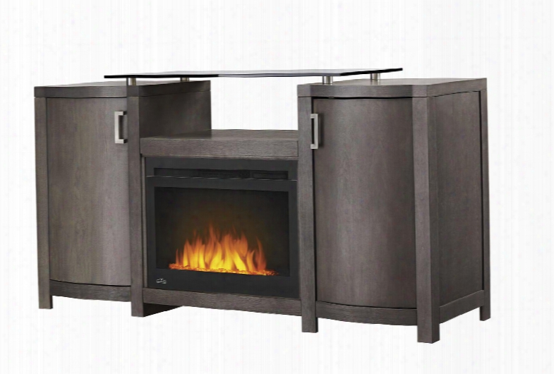 Essential Series Nefp24-0516grw 60" Whitney Mantel Package With Cinema Glass 24" Firebox Included Tempered Glass Top Media Storage And Night Light In Deep