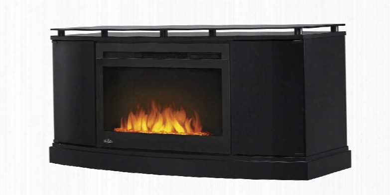 Essential Series Nefp27-3116b 53" Anya Mantel Package With Cinema Glass 27" Fireplace Insert Included 10mm Smoked Top Glass Media Compartment And Wire