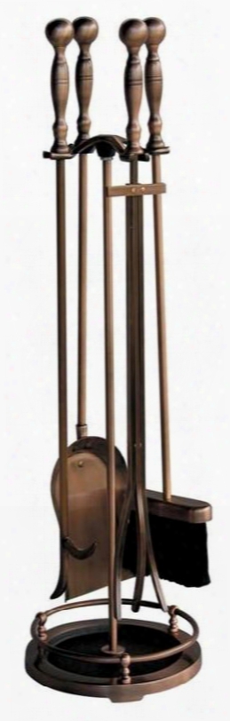 F-1372 5 Piece Satin Copper Fireset With Ball