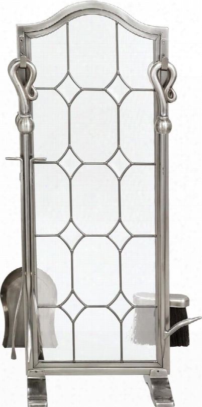 F-1677 5 Piece Pewter Leaded Glass