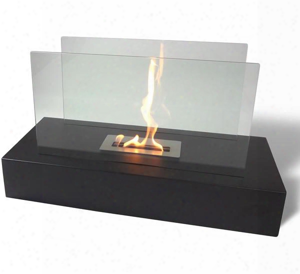 Fiamme Nf-f3fie 31.5" Vent Free Freestanding Bioethanol Fireplace With Tempered Glass Wind Screen Higgh Heat Powder Coated Base And Adjustable Dampener In