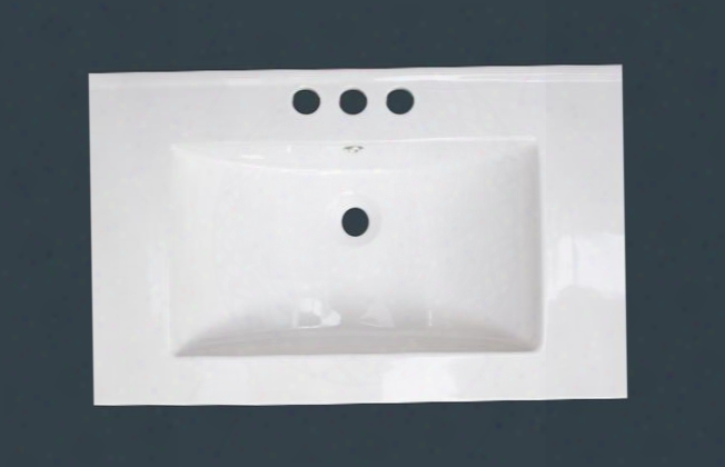 Flair Img-424 Modern Rectangular 24" X 18" Ceramic Vanity Top With Integral Bowl Kiln Dried Ceramic Construction Double Fired And Glazed 4" Faucet Centers