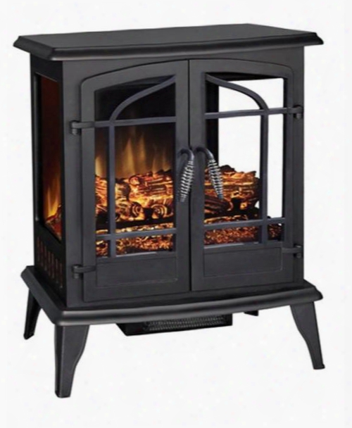 Fs2512d Brando Electric Fireplace With 2 Doors Decorative Metal Handles And Flat Tempered Glass Front In Black