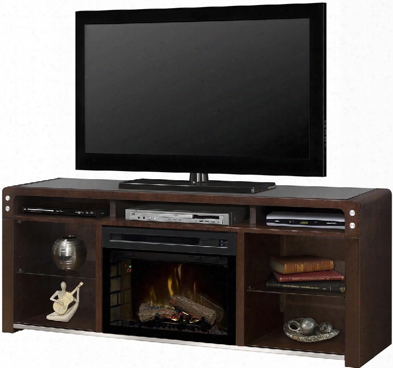 Galloway Gds25l1434ja 68.5" Modern Media Console Complete With Pf2325hl 25" Log Firebox Multi-function Remote And Heat Boost In A Java