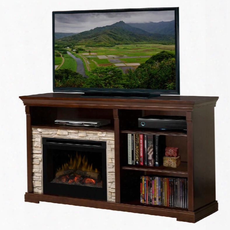 Gds25-1269e Edgewood Fireplace Media Console With Realistic Flame Technology Optional Heat Emission Cool Glass Front Logs And Remote Control In