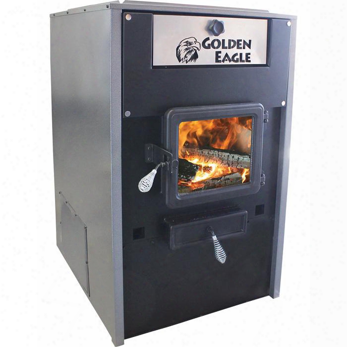 Ge7700 Golden Eagle 26" Log Length Wood Furnace With Large Viewing Window Firebrick Lined Steel Firebox And An Insulated Steel