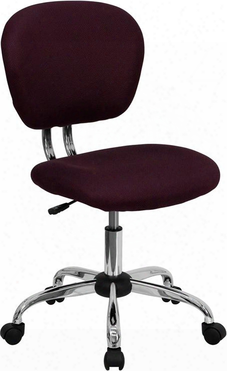 H-2376f--by-gg 33.5"-37.5" Task Chair With Pneumatic Seat Height Adjustment Swivel Seat Ca117 Fire Retardant Foam Padded Mesh Seat And Back In Burgundy
