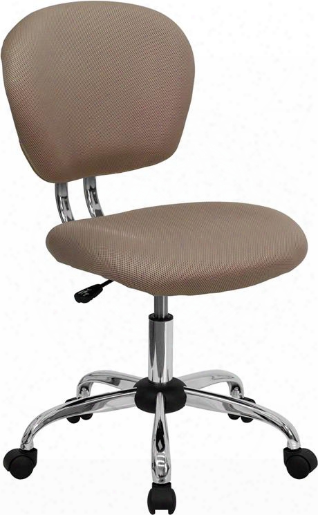 H-2376- F-cof-gg 33.5"-37.5" Task Chair With Pneumatic Seat Height Adjustment Swivel Seat Ca117 Fire Retardant Foam Padde Dmesh Seat And Back In Coffee Brown