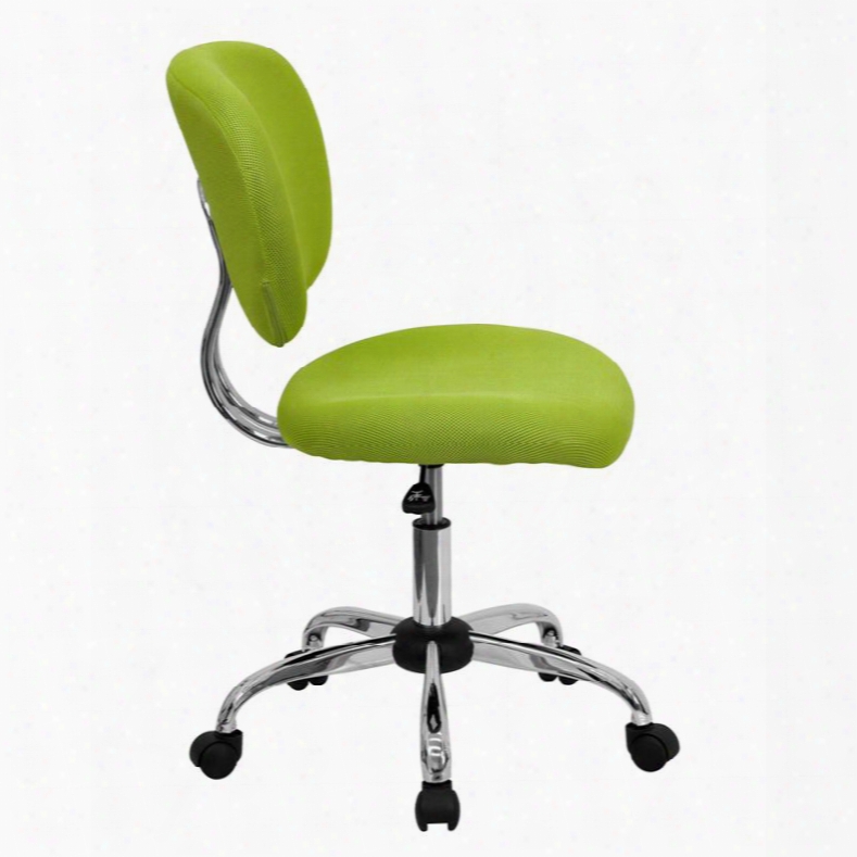 H-2376-f-gn-gg 33.5"-37.5" Task Chair With Pneumatic Seat Height Adjustment Swivel Seat Ca117 Fire Retardant Foam Padded Mesh Seat And Back In Apple Green