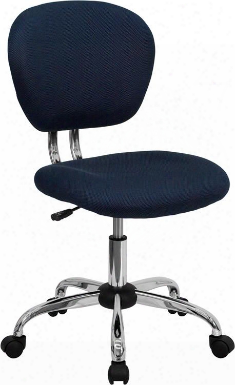 H-2376-f-navy-gg 33.5"-;37.5&quoot; Task Chair With Pneumatic Seat Height Adjustment Swivel Seat Ca117 Fire Retardant Foam Padded Mesh Seat And Back In Navy