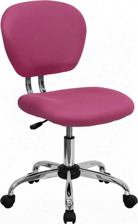 H-2376-f-pink-gg 33.5"-37.5" Task Chair With Pneumatic Seat Height Adjustment Swivel Seat Ca117 Fire Retardant Foam Padded Mesh Seat And Back In Pink