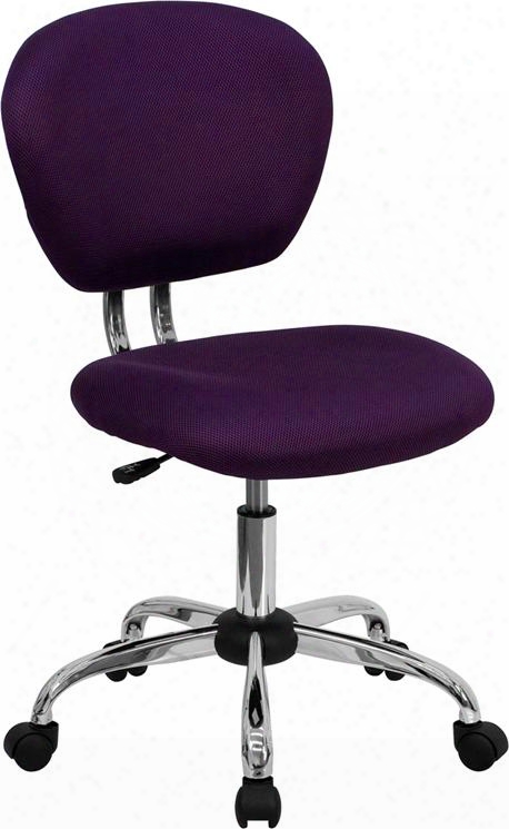 H-2376-f-pur-gg 33.5"-37.5" Task Chair With Pneumatic Seat Height Adjustment Swivel Seat Ca117 Fire Retardant Foam Padded Mesh Seat And Back In Purple