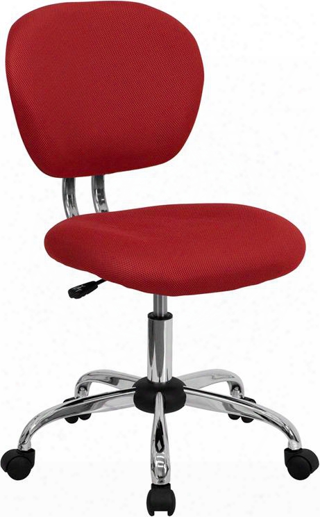 H-2376-f-red-gg 33.5"-37.5" Task Chair With Pneumatic Seat Height Adjustment Swivel Seat Ca117 Fire Retardant Foam Padded Mesh  Seat And Back In Red