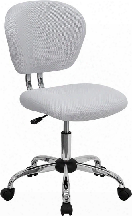 H-2376--wht-gg 33.5"-37.5" Task Chair With Pneumatic Seat Height Adjustment Swivel Seat Ca117 Fire Retardant Foam Padded Mesh Seat And Back In White